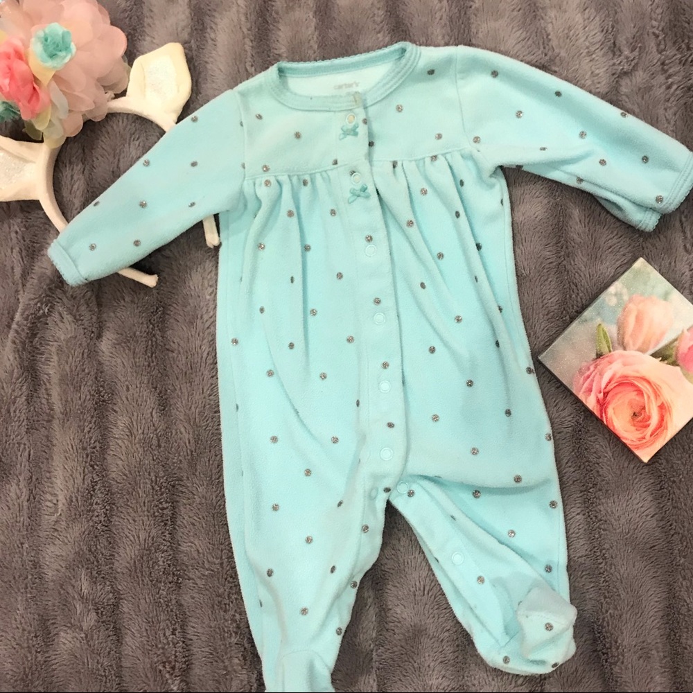 Carter’s One piece button up pajama set.